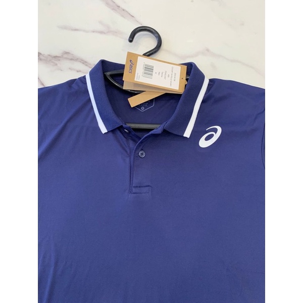 Baju Tenis Original Asics Court Short Sleeve Polo Shirt Peacoat