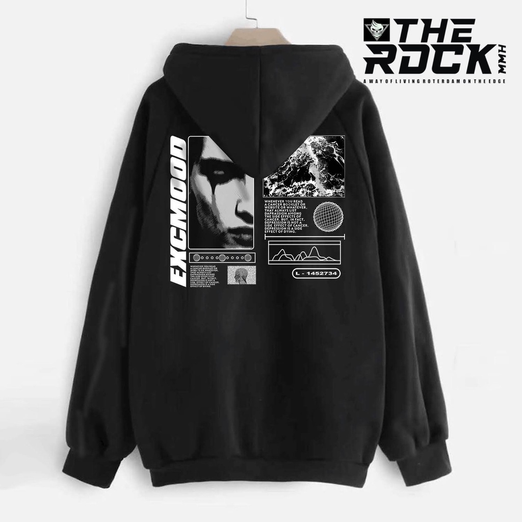 sweater hoodie unisex pria dan wanita remaja dan dewasa sunmori exmood warna hitam Jaket Hoodie Jumper Sablon Oversize Pria Cowok Laki Laki Size M - XL (Bisa Cod)