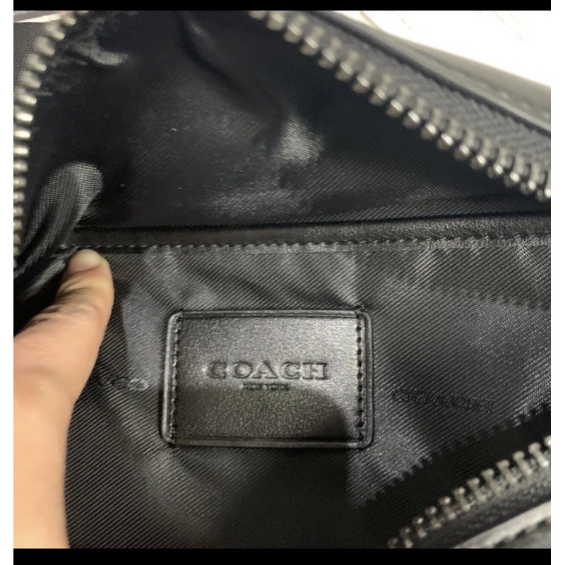 tas waistbag pria cowok coc black tag plain original