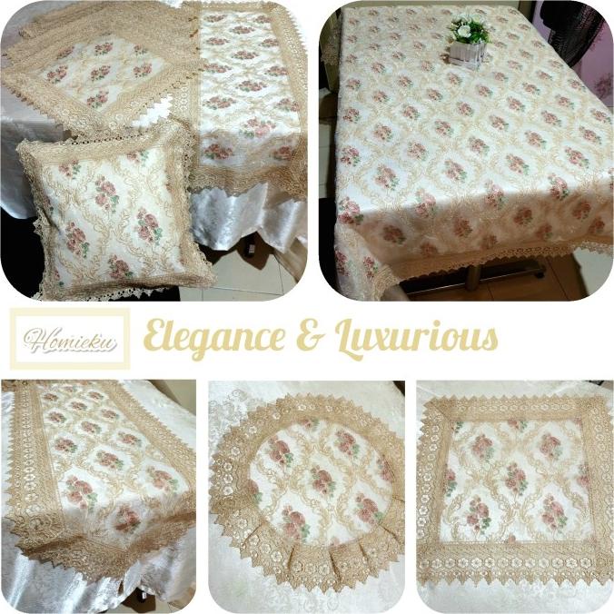 *$*$*$*$] Taplak Meja Sarung bantal Kursi Sofa Nakas Vas Bulat Makan Bordir