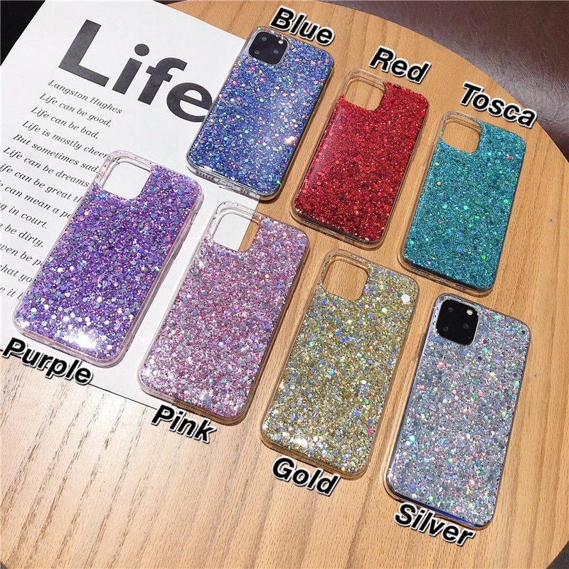 FULL GLITTER CASE ALL PHONE TYPES! Oppo A54 A74 A53 A31 Vivo X60 V21 V20 Y19 Y20 Samsung A32 A52 A72