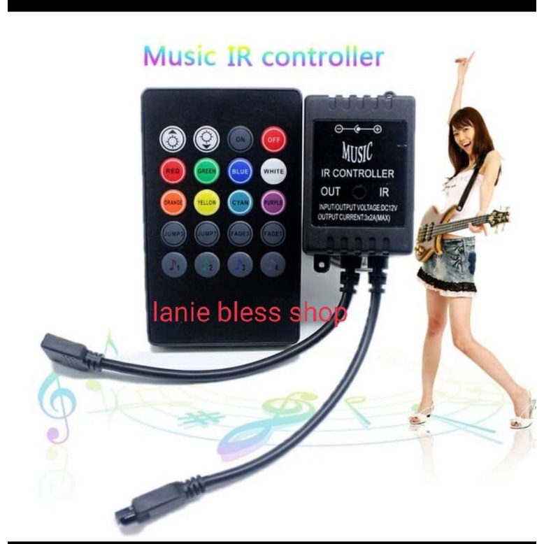 modul LED strip RGB 5050 3528 sensor suara musik remot kontrol sound