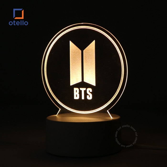 Acrylic Night Lamp BTS Logo | Lampu Tidur LED Hias Akrilik Kpop Army Hadiah Dekorasi Kpop Fan Merch