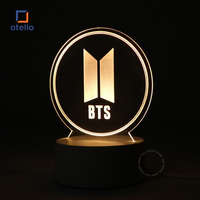 Acrylic Night Lamp BTS Logo | Lampu Tidur LED Hias Akrilik Kpop Army Hadiah Dekorasi Kpop Fan Merch