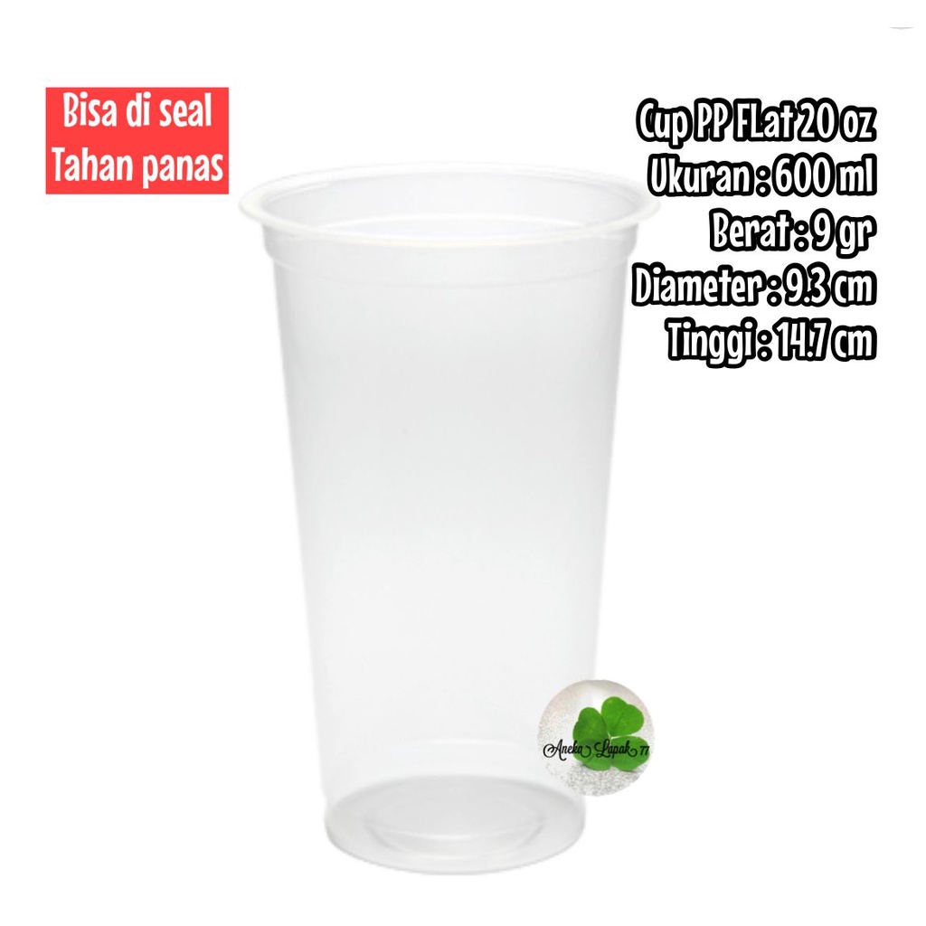 Cup PP FLAT 8 12 16 20 oz gelas PP tahan panas