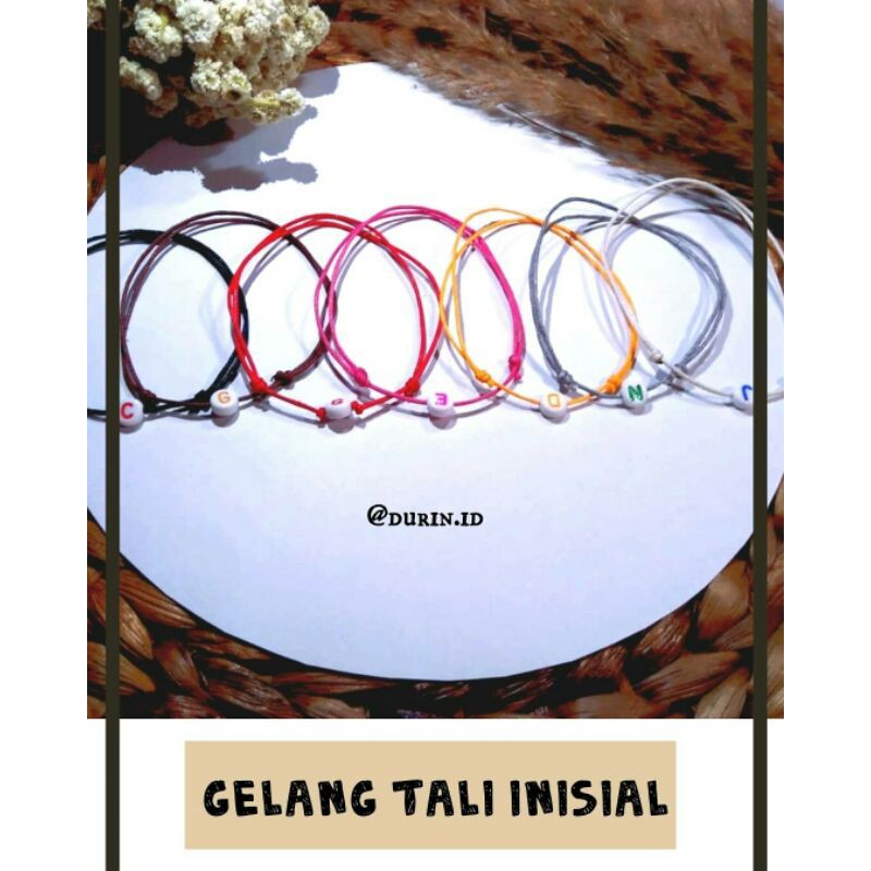 GELANG HURUF INISIAL RAINBOW, GELANG HURUF ALFABET, GELANG TALI HURUF