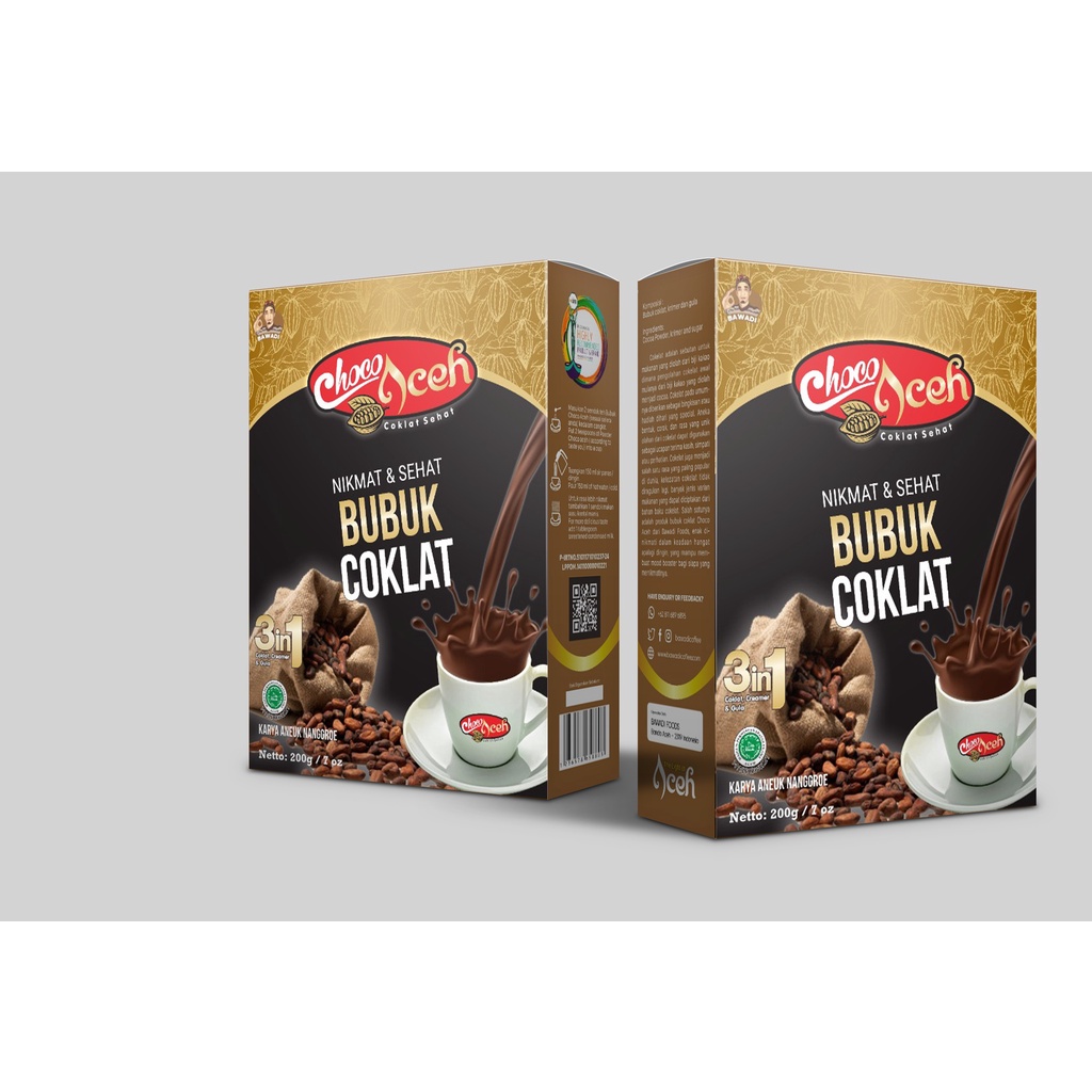 Bubuk Coklat 3in1 200gr - Bawadi Foods - Minuman Coklat Seduh - Nikmat dan Enak