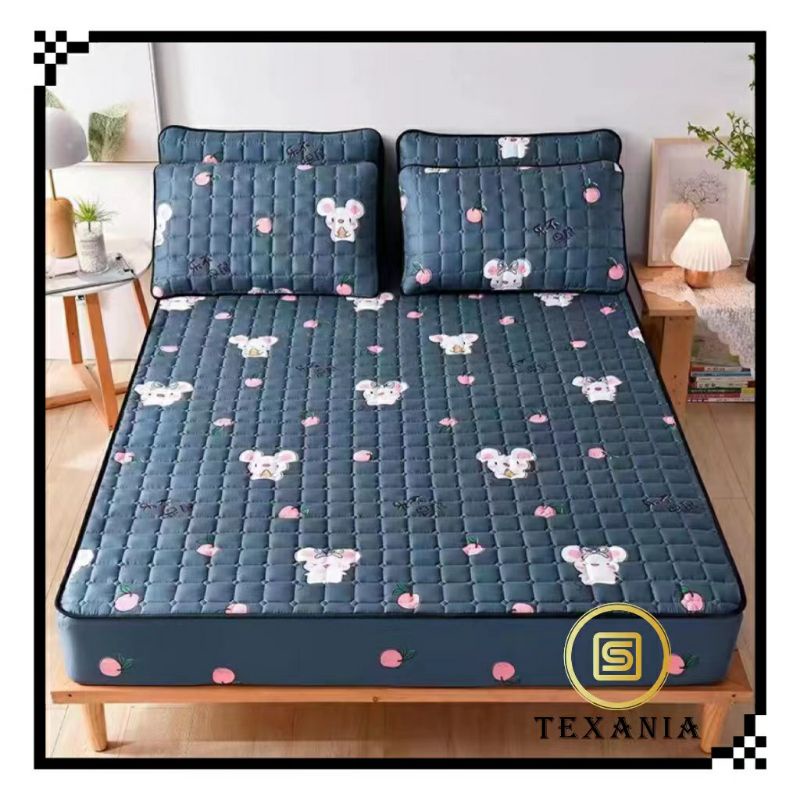 [BISA COD] Samarinda_barokah | ( 2 sarung bantal )Sprei sultan waterproof IMPORT/Sprei Anti air /Sprei Murah/Sprei anti ompol/sprei protector bermotif /sprei anti air ukuran 180X200cm dan 160x200cm / anti air sprei dengan 2 anti air sarung bantall