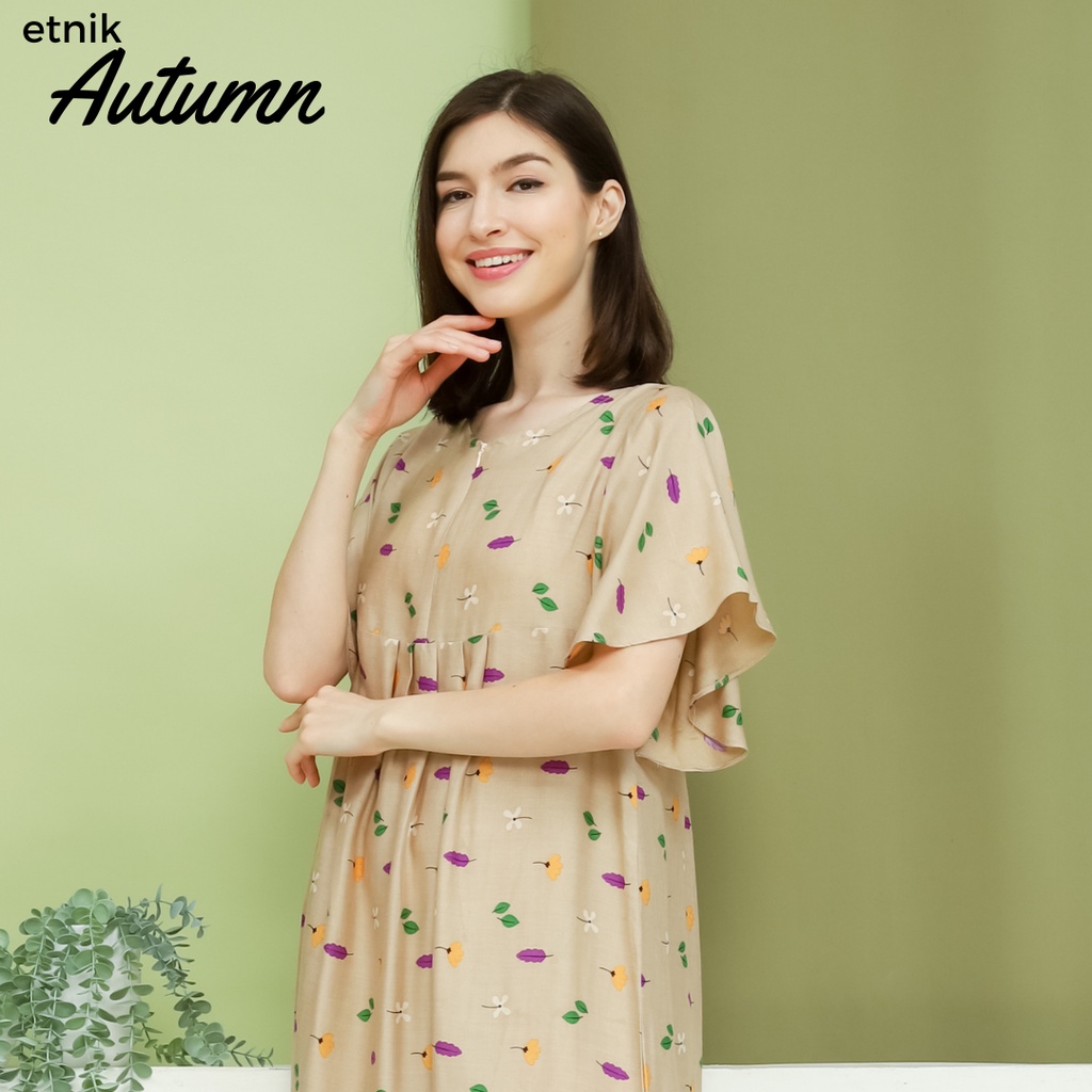 Daster katun rayon premium etnik Autumn / midi homedress daster viral kekinian