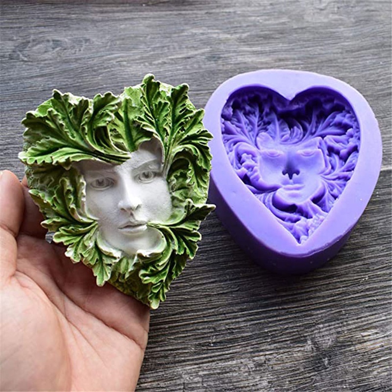 SIY  Girl Leaf Face Shape Silicone Cake Soap Mold Rattan Fairy Face Epoxy Resin Molds