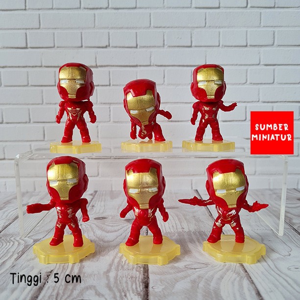 Set Figure Ironman Chibi Avengers hiasan kue