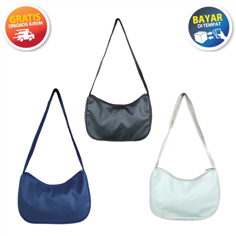 TAS SELEMPANG BAHU KULIT SHOULDER BAG VINTAGE HITAM PUTIH BIRU NAVY