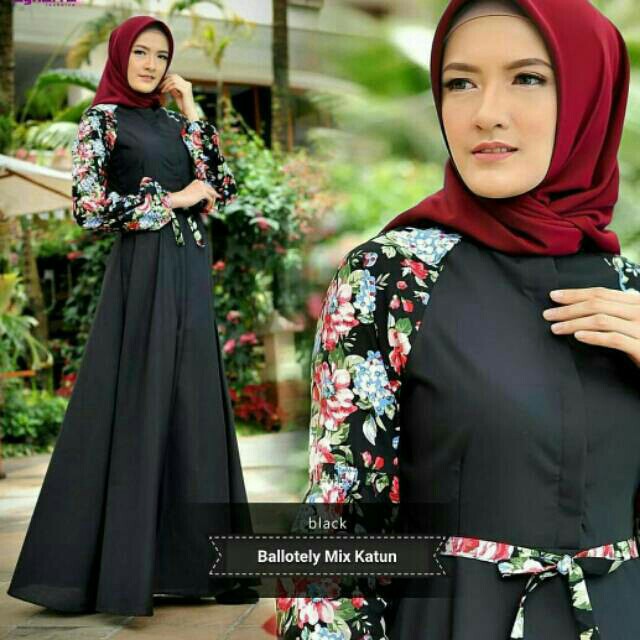 raffa dress maxi tangan motif bunga-1