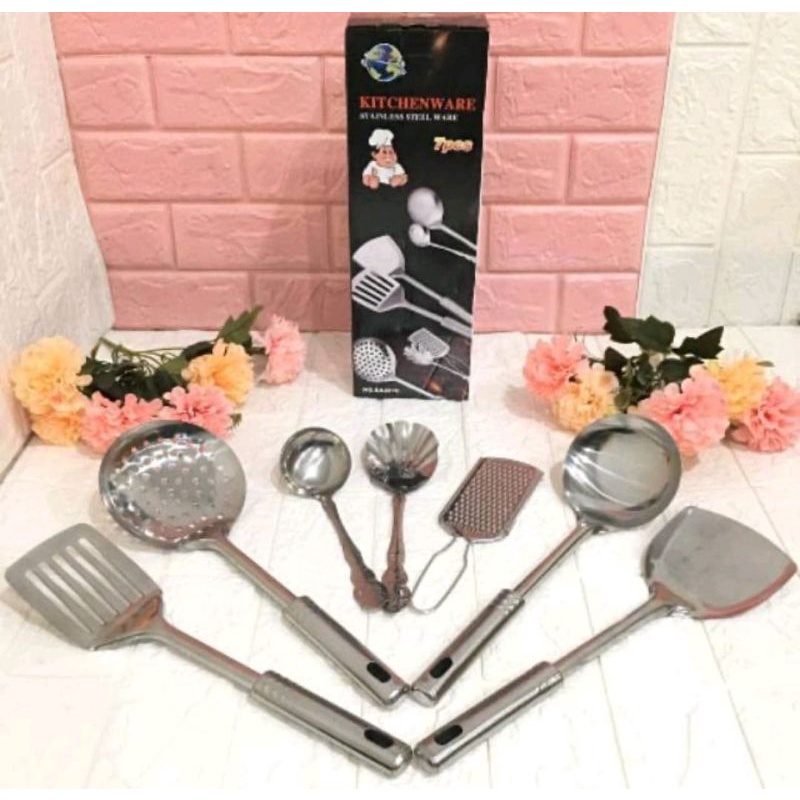 [BISA COD] Spatula Stainles Set Isi 7 Pcs - Spatula Sutil Stainless Steel Good Quality