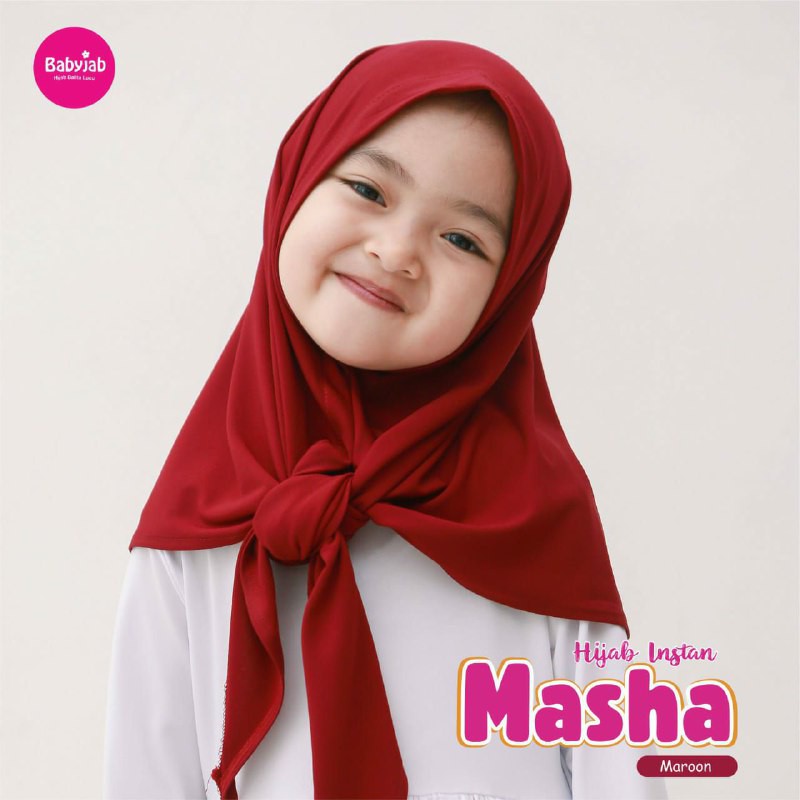 𝗕𝗔𝗕𝗬𝗝𝗔𝗕 - Hijab Masha Kerudung Anak Lucu Jilbab Instan Anak Lucu Balita Usia 1 -  8 Tahun