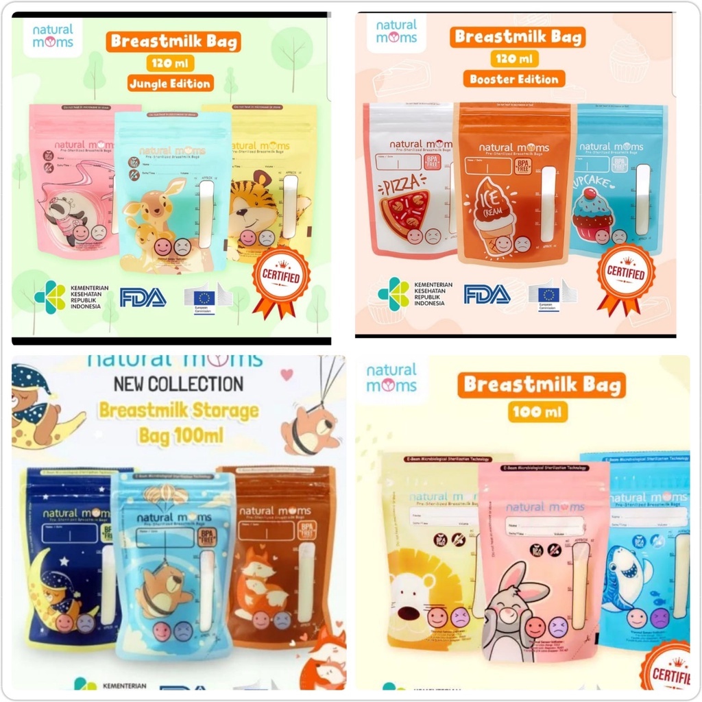 Kantong Asi Natural Moms  Breast Milk Bag Kantong Susu 100ml 120ml 150ml (30pcs) thermal sensor