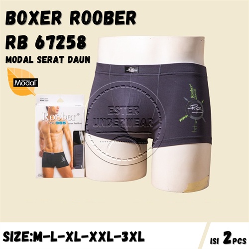 Celana Boxer Pria Roober RB 67258 Isi 2Pcs/Pack Bahan Soft Viscose