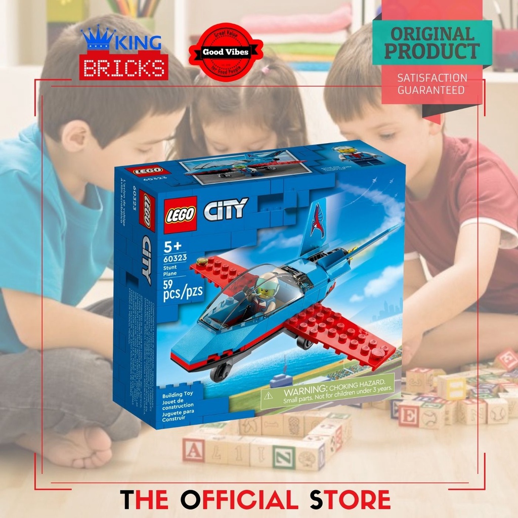 LEGO Original CITY 60323 Stunt Plane - Mainan Anak Edukasi Pesawat Terbang Drone Mini