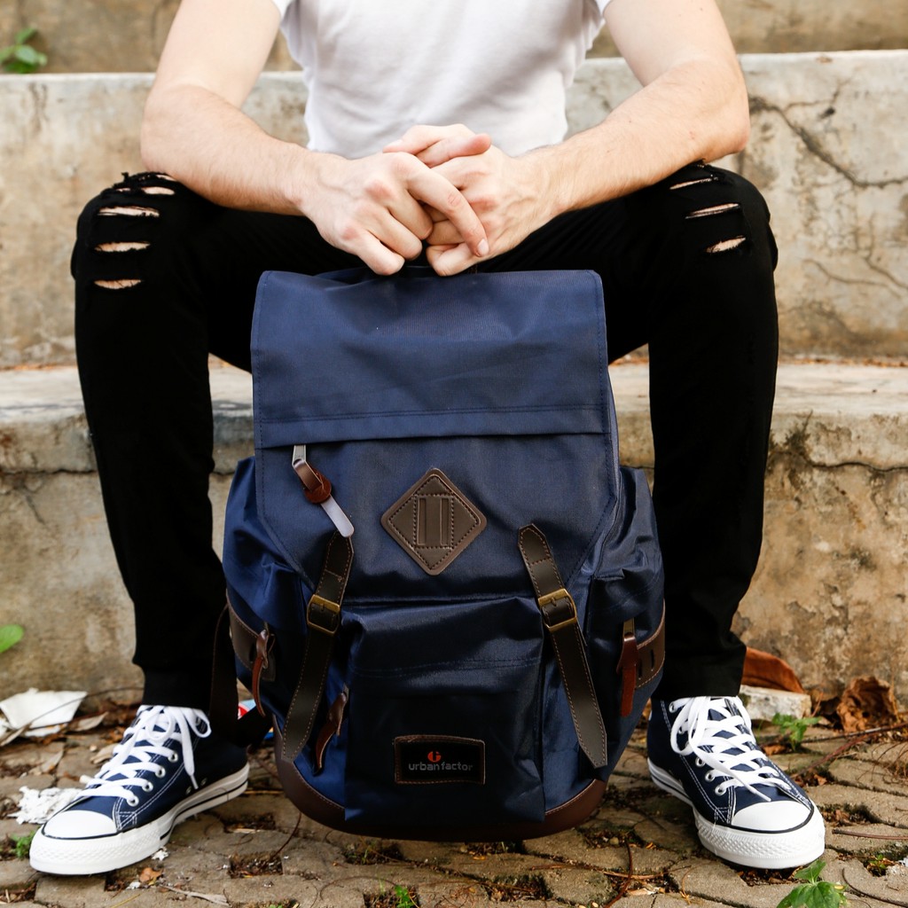 BRAIN STORM NAVY |Urban Factor x FORIND| Tas Ransel Ori Bag Polos Pria Wanita Backpack Baru New