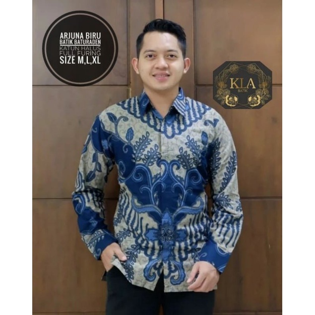 BATIK PANGESTU BIRU BATIK PRIA LENGAN PANJANG LAPIS FURING BATIK YOI