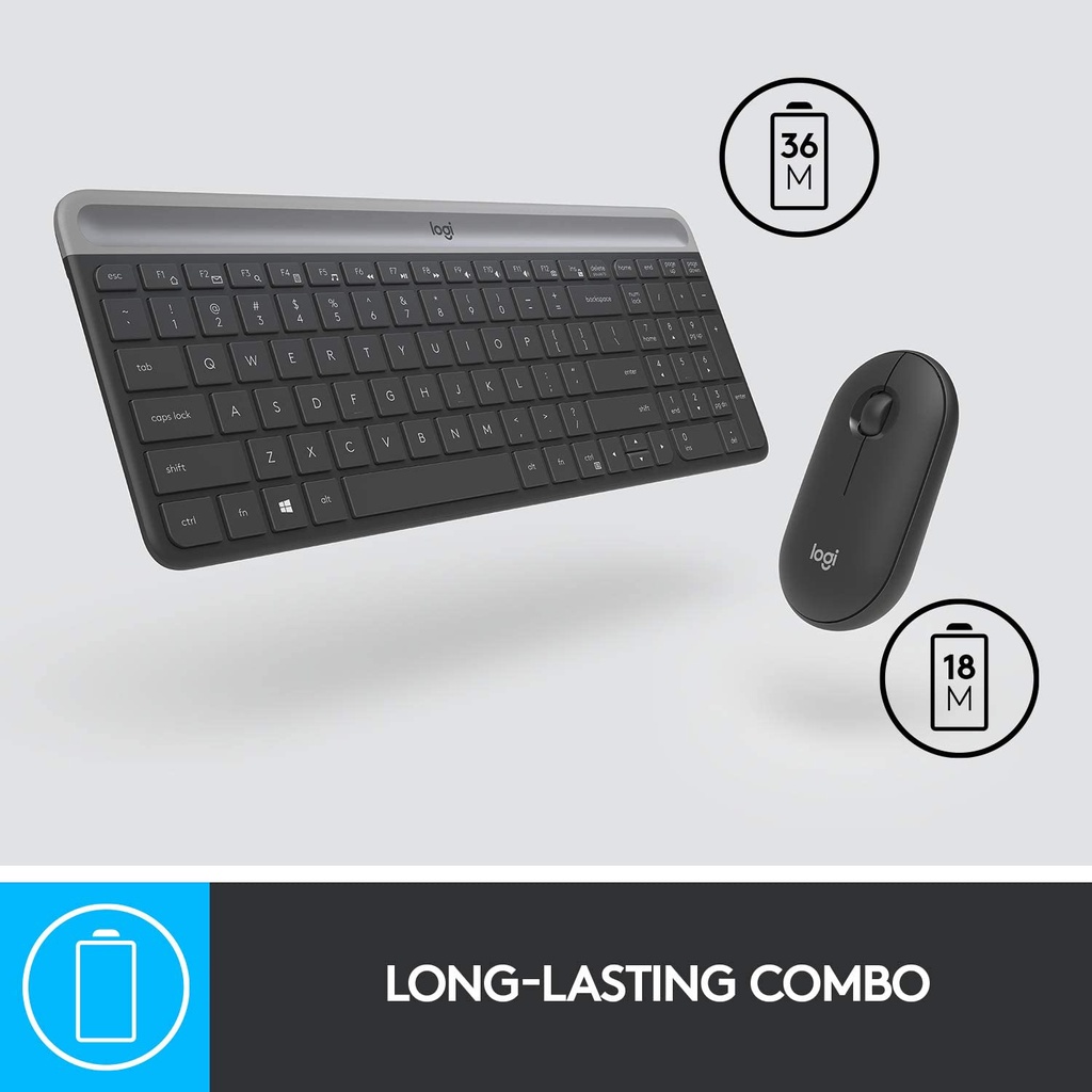 Logitech MK470 Slim Combo Keyboard &amp; Mouse Wireless - Graphite