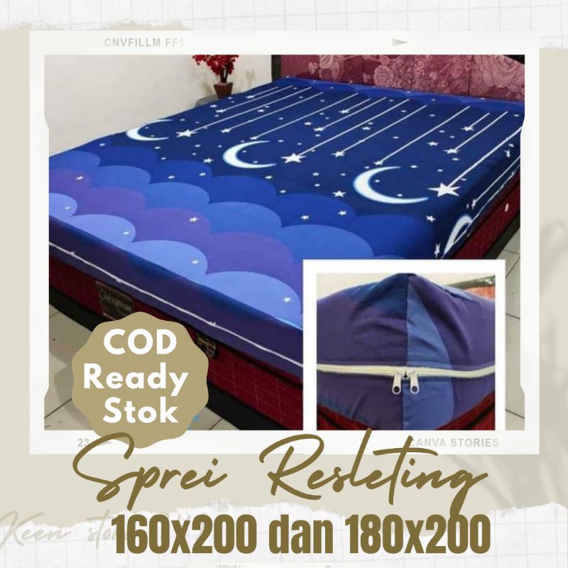 Sarung Busa Sprei Seprai Resleting 180x200 160x200 No 1 2 Double Bed King Queen Size