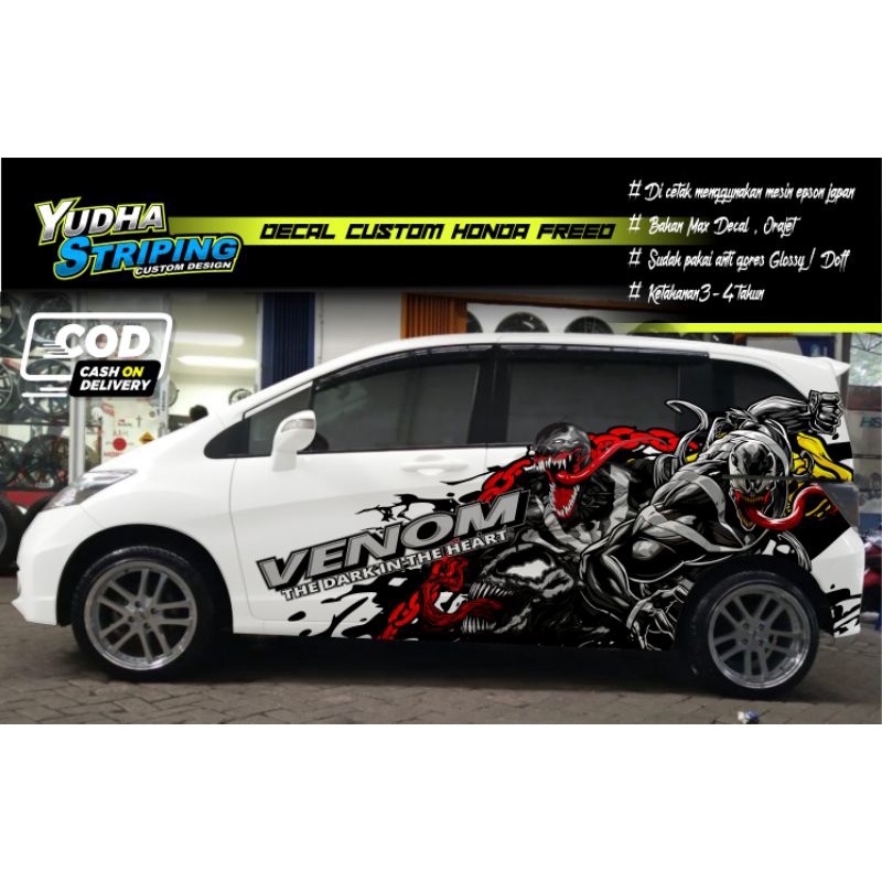 STICKER VARIASI HONDA FREED, JAZZ, BRIO, YARIS, VIOS / STIKER MOBIL VENOM HONDA FREED