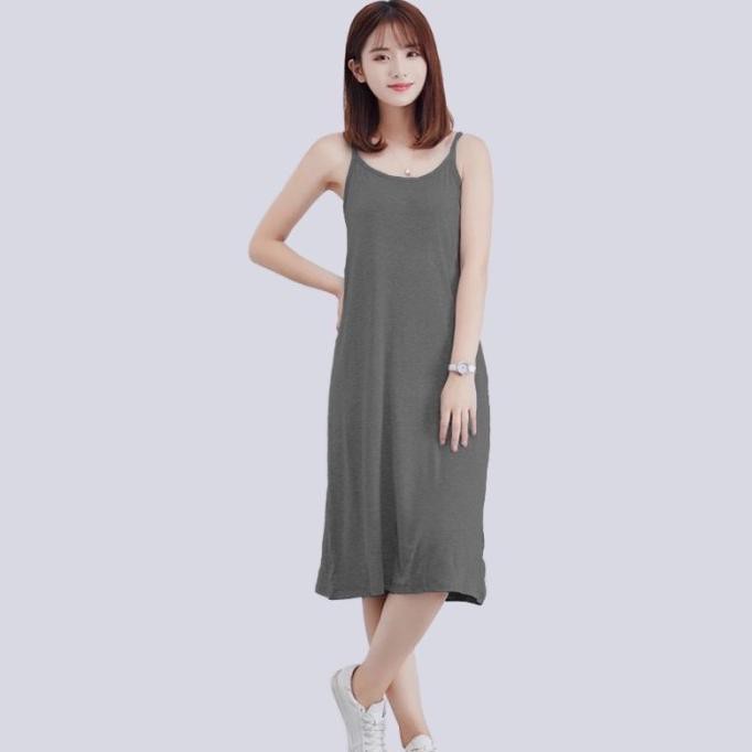 TANKTOP PANJANG TALI KECIL DALEMAN DRESS - HITAM