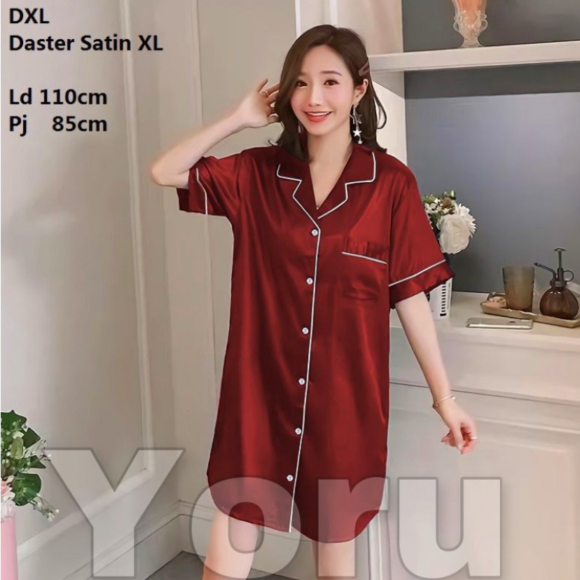 Pamelo Daster satin/baju tidur/daster murah Tunik Velvet Satin-DXL Satin Red