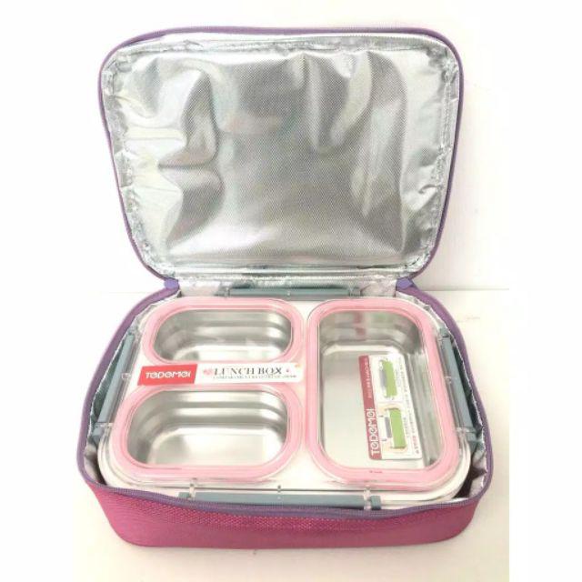 Tas Bekal Polos Lunch Bag Ukuran Tedemei Bahan Nylon Alumunium Tebal