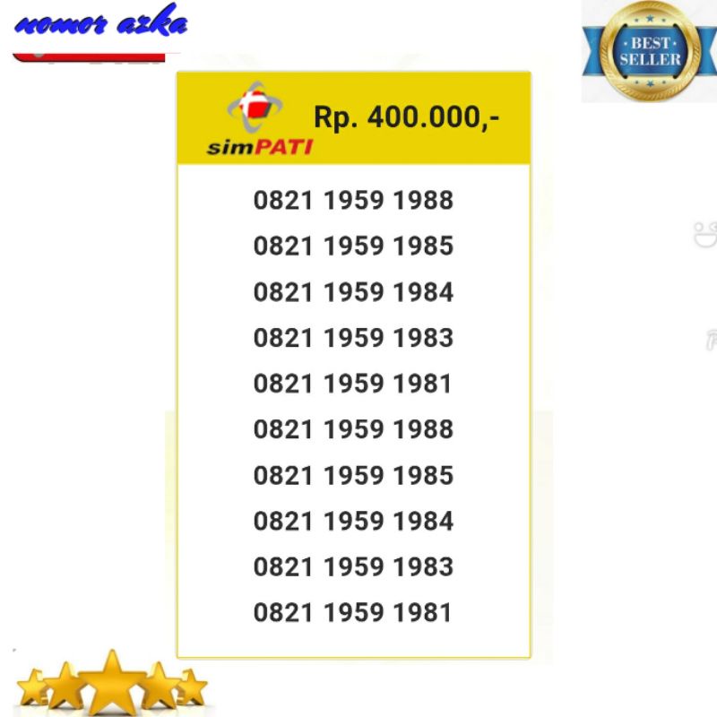 Promo nomor cantik simpati seri tahun 1986 1988 termurah p11