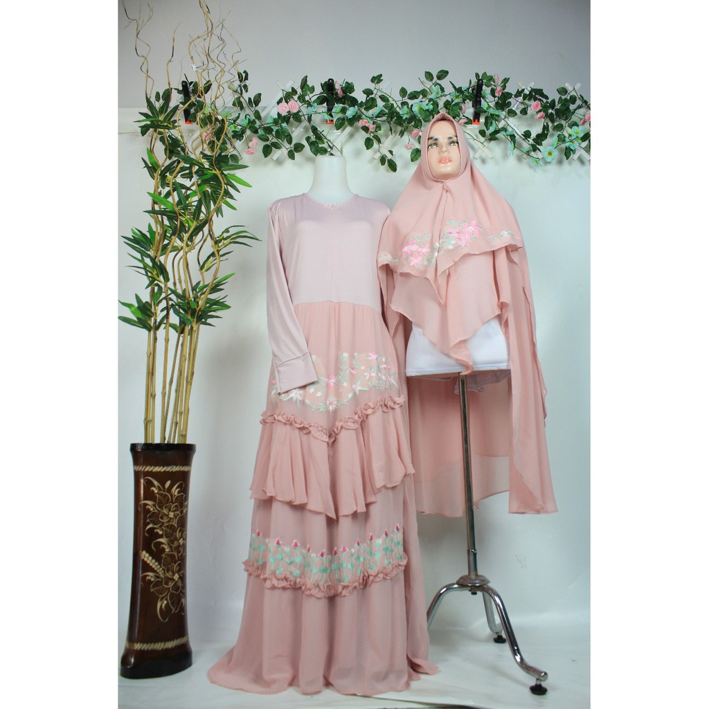 GAMIS CERUTY NATASYA BABYDOLL MIX JERSEY BORDIR TIMBUL SET khimar SYARI NAZRA SERUTI