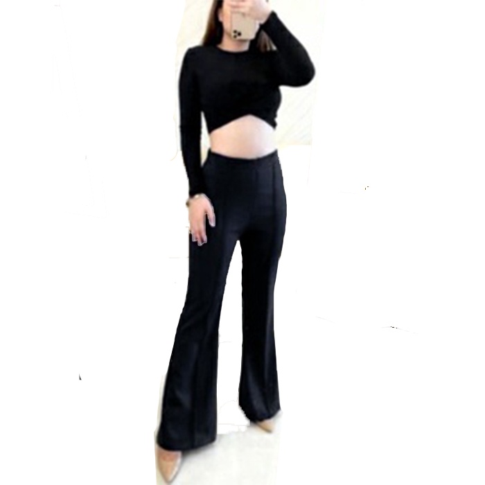 Celana Cutbray Scuba Premium Quality Bahan tebal Warna Hitam - Celana Cutbray Palazzo - Clana Panjan