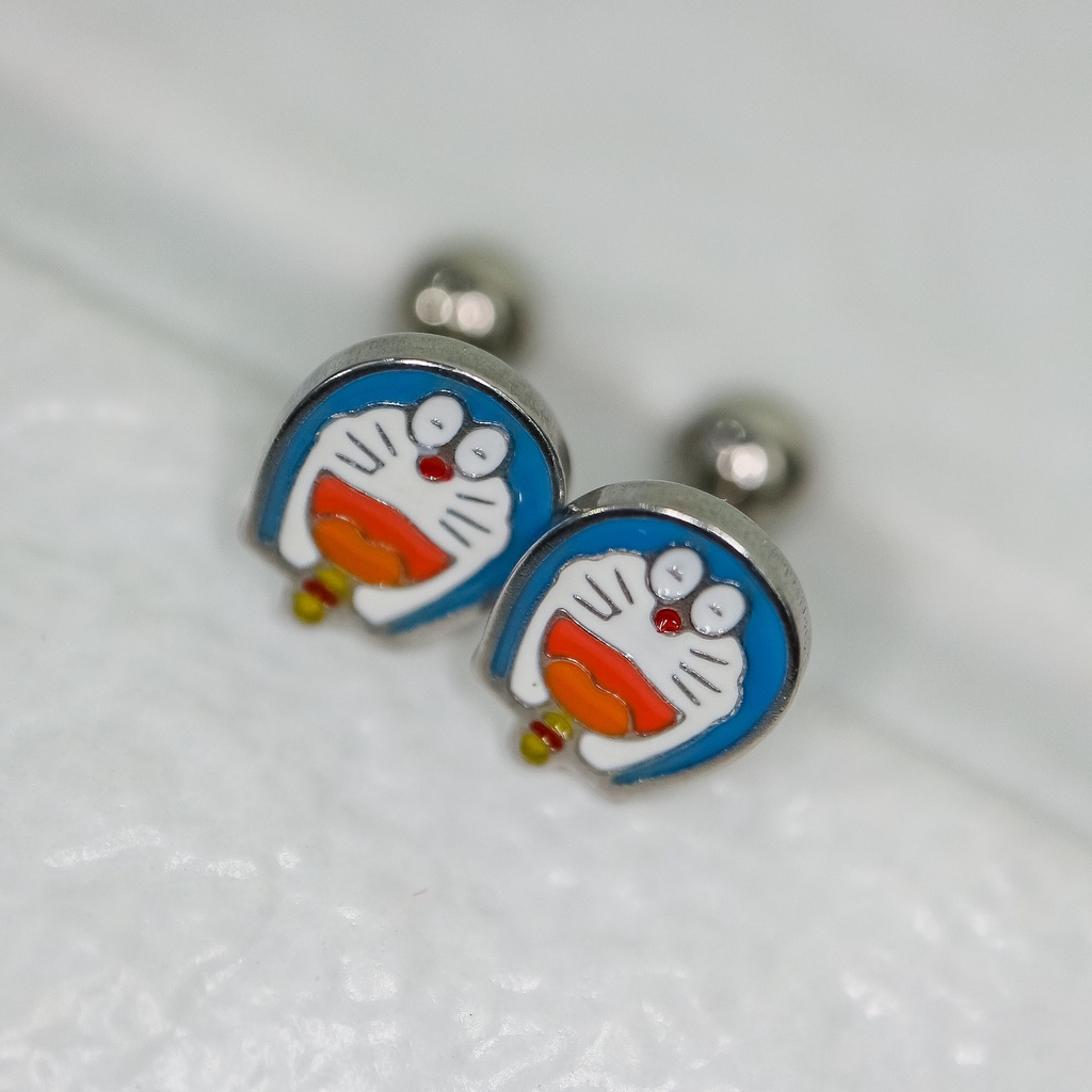 Anting karakter doraemon titanium anti karat korea fashion