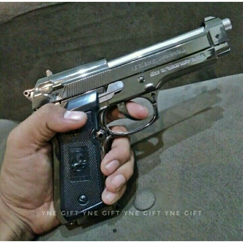 Korek Api Gas Pistol Beretta silver Besar Korek Api Baretta