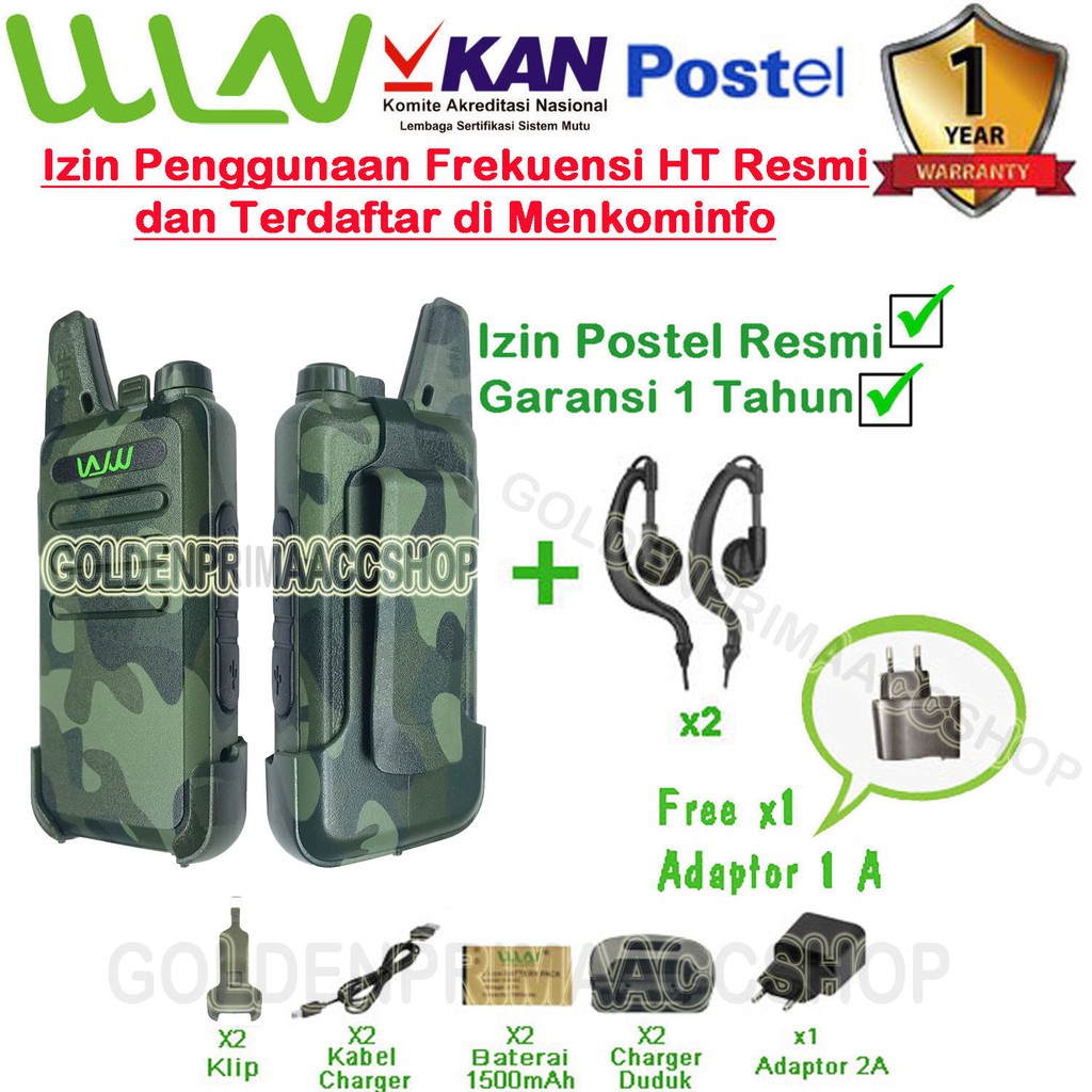 Paket Standart Walkie Talkie WLN HT Two-Way Radio -LORENG HIJAU ISI 2pcs