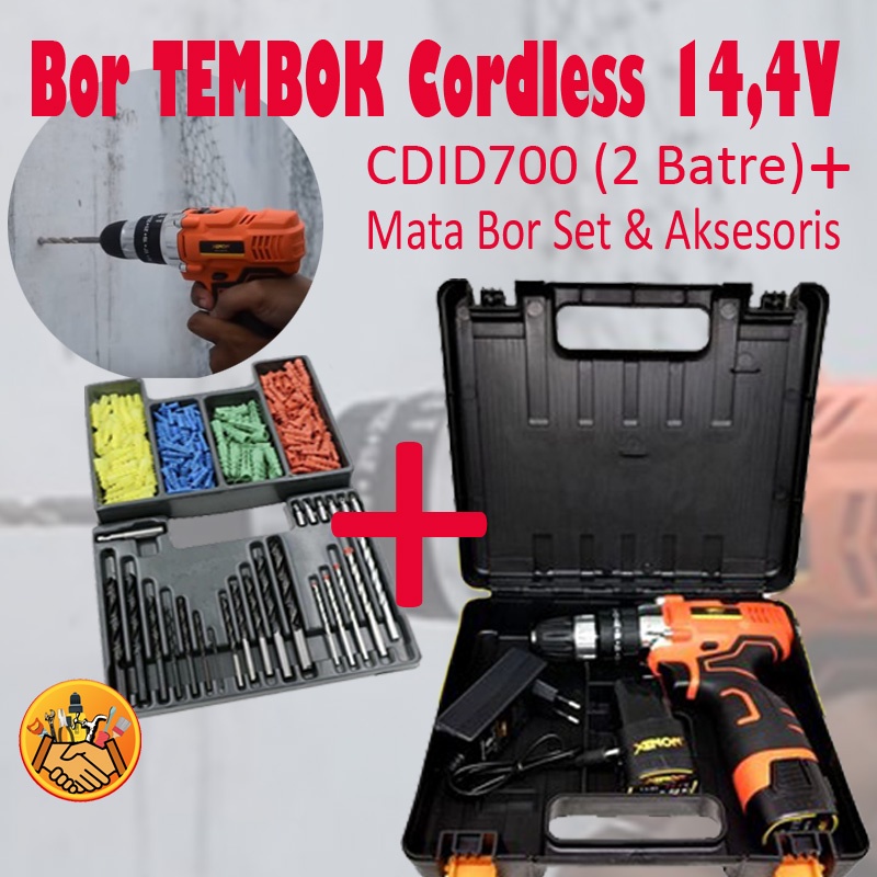 Jual Mesin Bor Tembok Beton Cordless Baterai Hammer Impact Drill Xenon ...