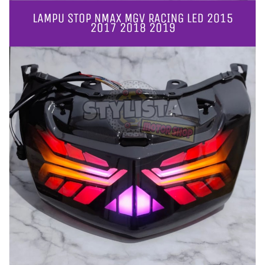 LAMPU STOP NMAX MGV RACING LED 2015 2016 2017 2018 2019 2 MODE WARNA SEIN RUNNING