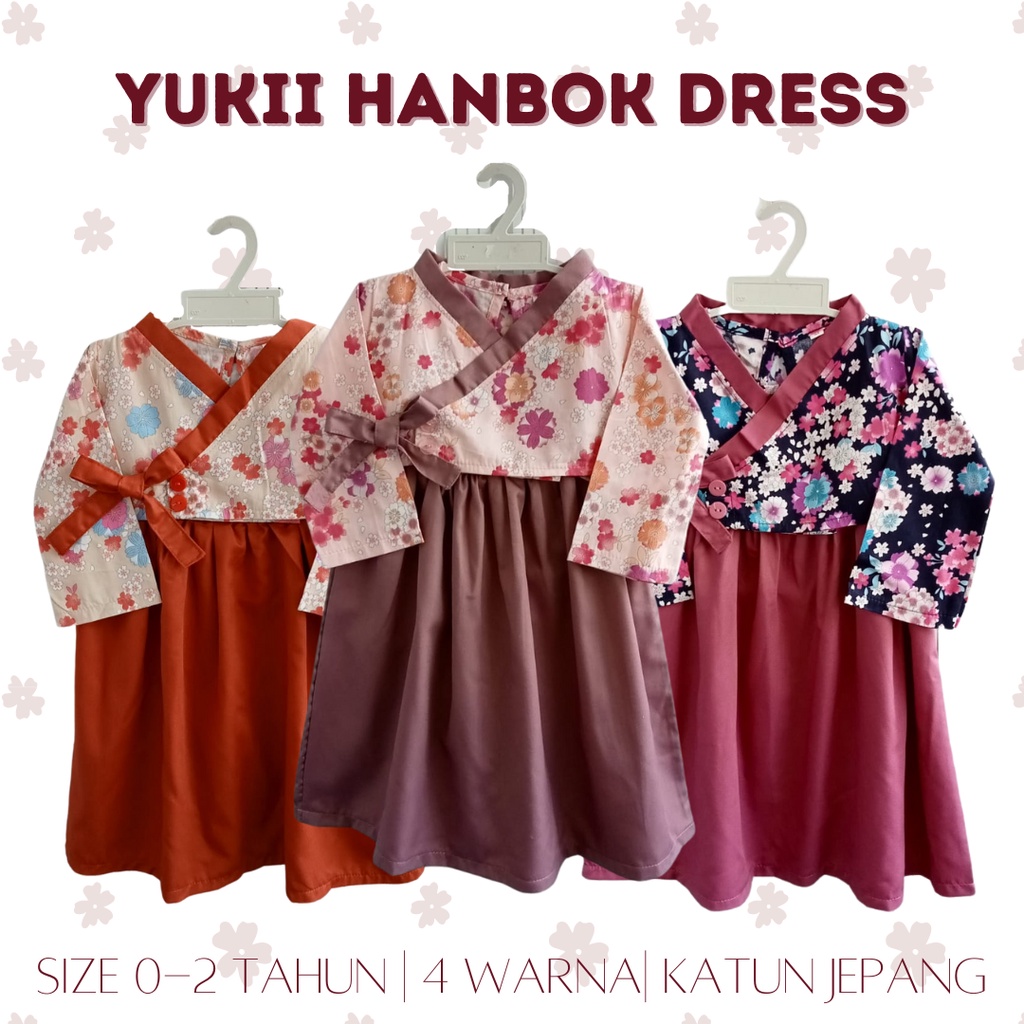 yukii HANBOK GAMIS DRESS kimono anak balita perempuan 0-12 bulan 1- 2 tahun dress muslim anak perempuan set gamis hijab baby newbron balita gamis kimono gamis hanbok anak