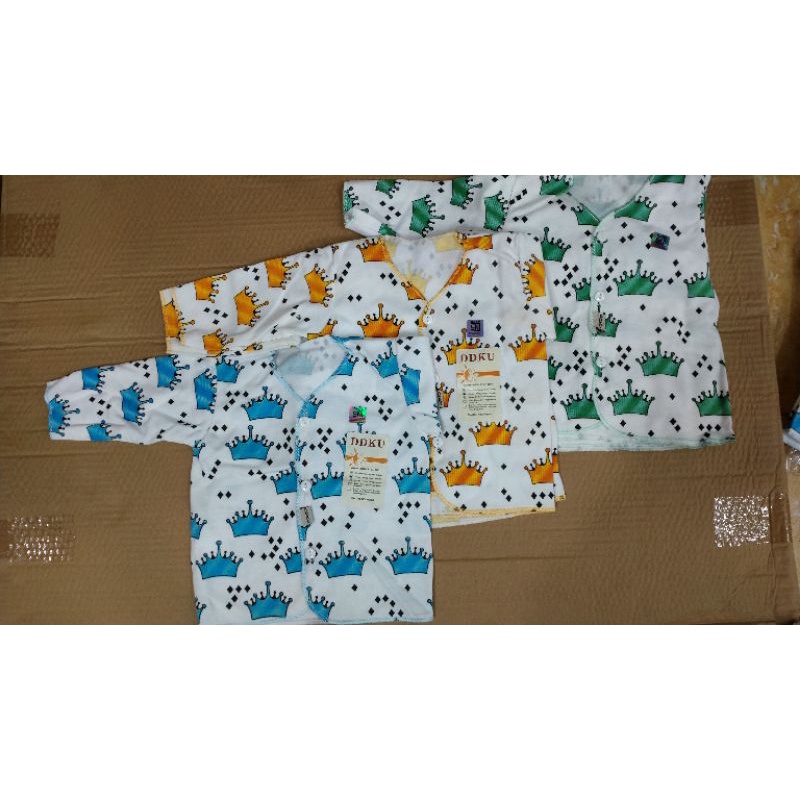 DDKU NEW BORN || BAJU BAYI LENGAN PENDEK LENGAN PANJANG DDKU SNI MOTIF FULL PRINT PUTIH H KATUN || B