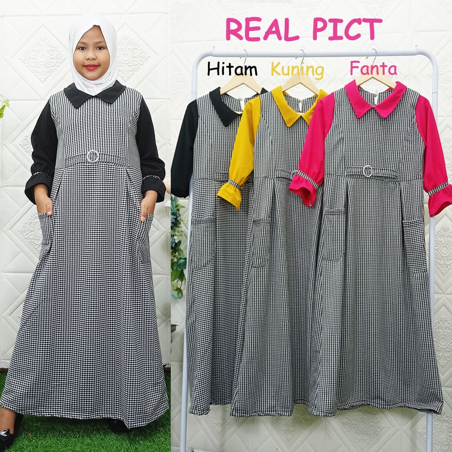 CERIA BERGAYA GAMIS DRESS KOTAK ANAK 5-12Tahun GL FASHION