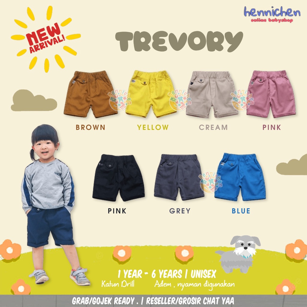 CHINOTONE TREVORY Celana Pendek Anak Chino Kancing Unisex Celana Anak (1-6 Tahun) OVIKIDS