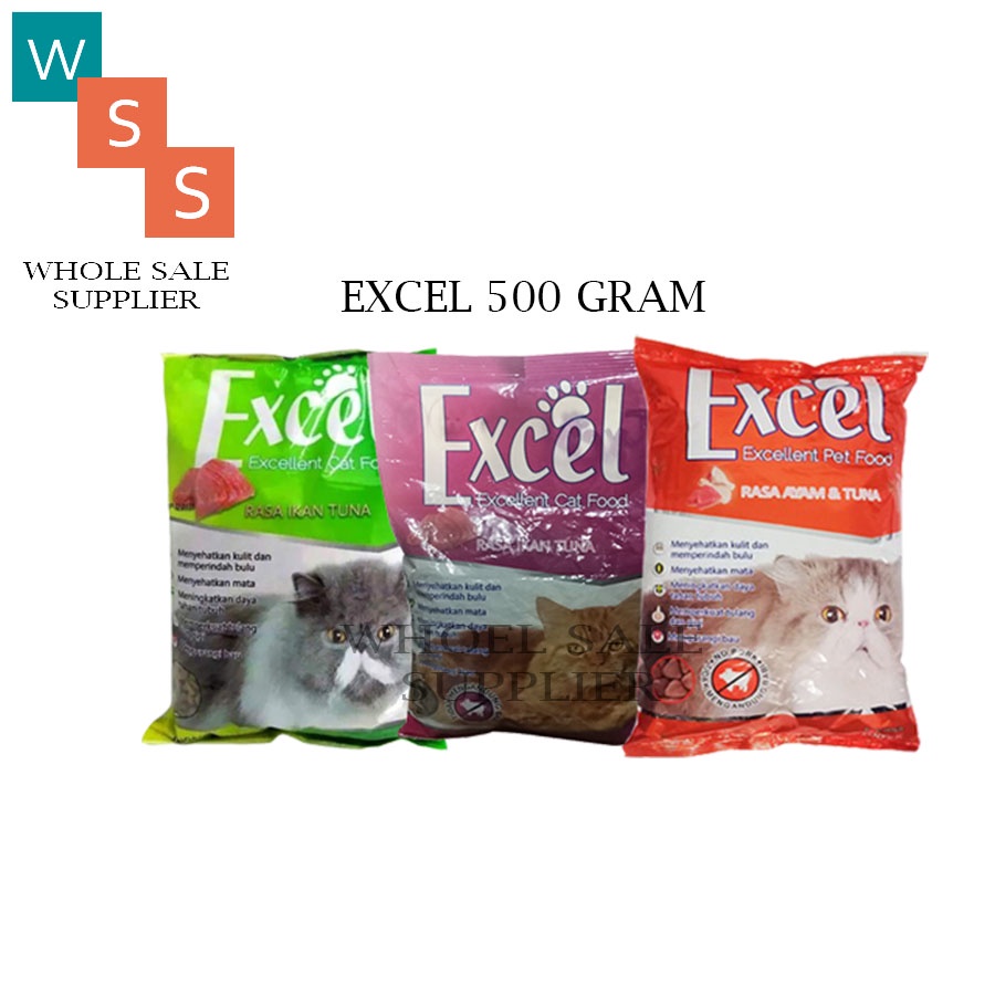 MAKANAN KUCING MURAH EXCEL ALL VARIAN KEMASAN 500GR