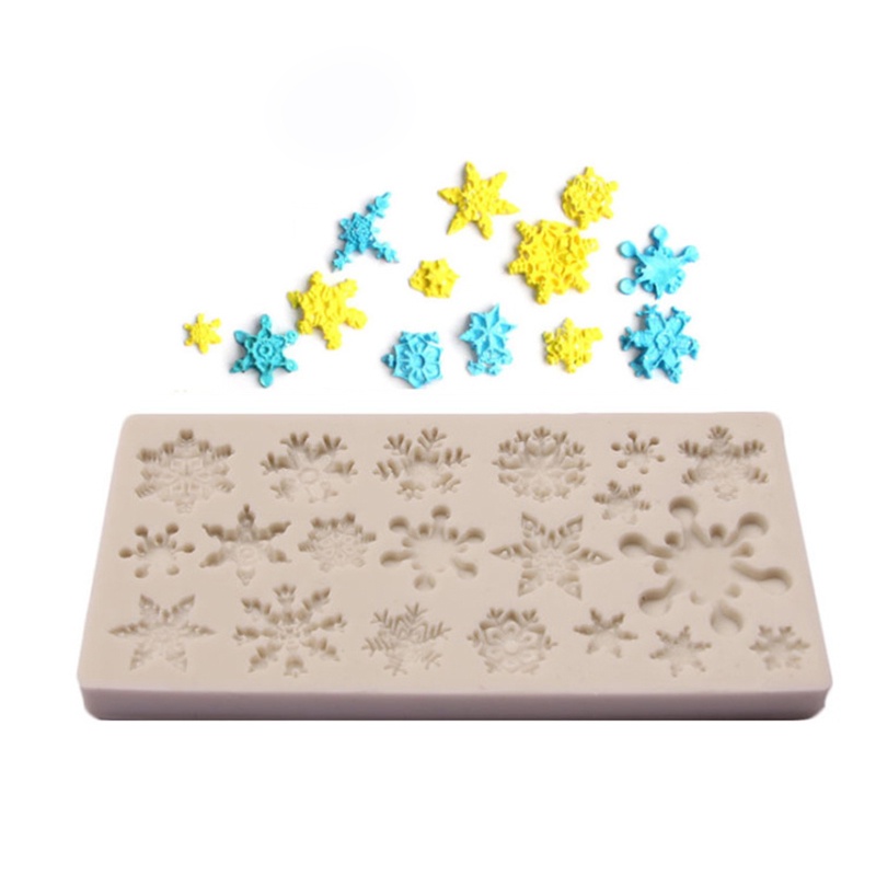 (Theredsunrisesiwy.Id) Cetakan Kue / Coklat Motif Snowflake Natal Bahan Silikon Anti Lengket