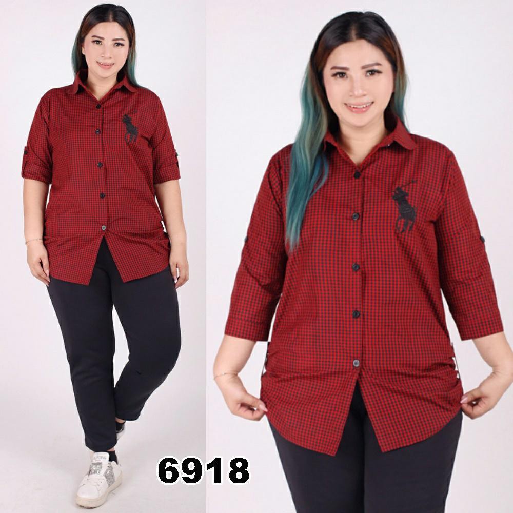 WSE390 Kemeja Oversize Polonia Jumbo XXXL / Kemeja Wanita Big Size / Atasan Jumbo 3XL / PREMIUM QUALITY