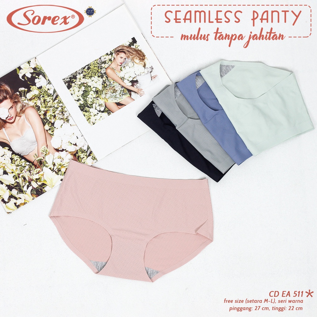 Sorex CD Fashion Midi Wanita Seamless Tanpa Jahitan Anti Nyeplak Pori Freesize (Setara M-L) CD EA 511 - Pakaian Dalam Wanita