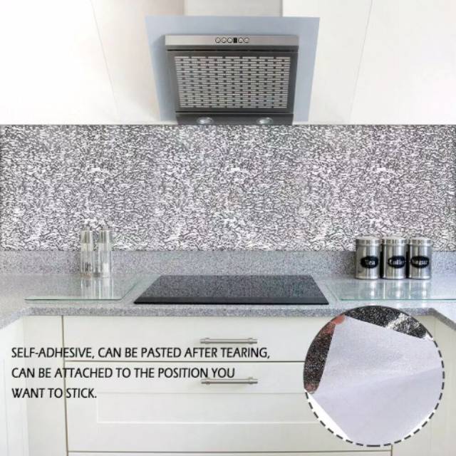 Stiker Dinding Dapur Anti Minyak / Stiker Aluminium Foil