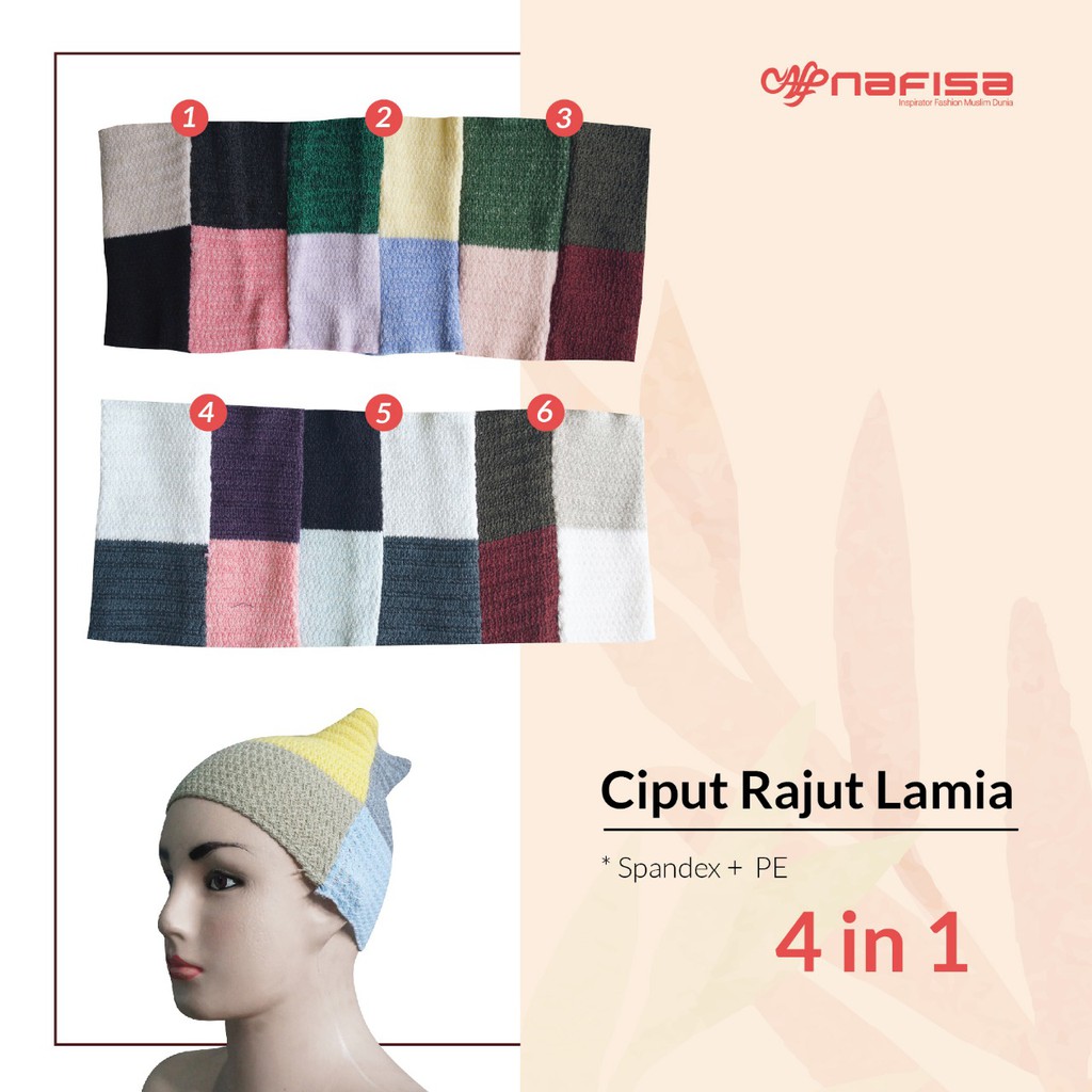 FLASH SALE !!!! Ciput Rajut Antem Empat Warna LAMIA Termurah Dalaman Rajut Combinasi 4 Warna Cantik Random Murmer Inner Kepala Rajut