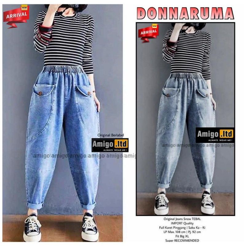 donnaruma baggy jeans / celana panjang jeans wanita super premium model kekinian