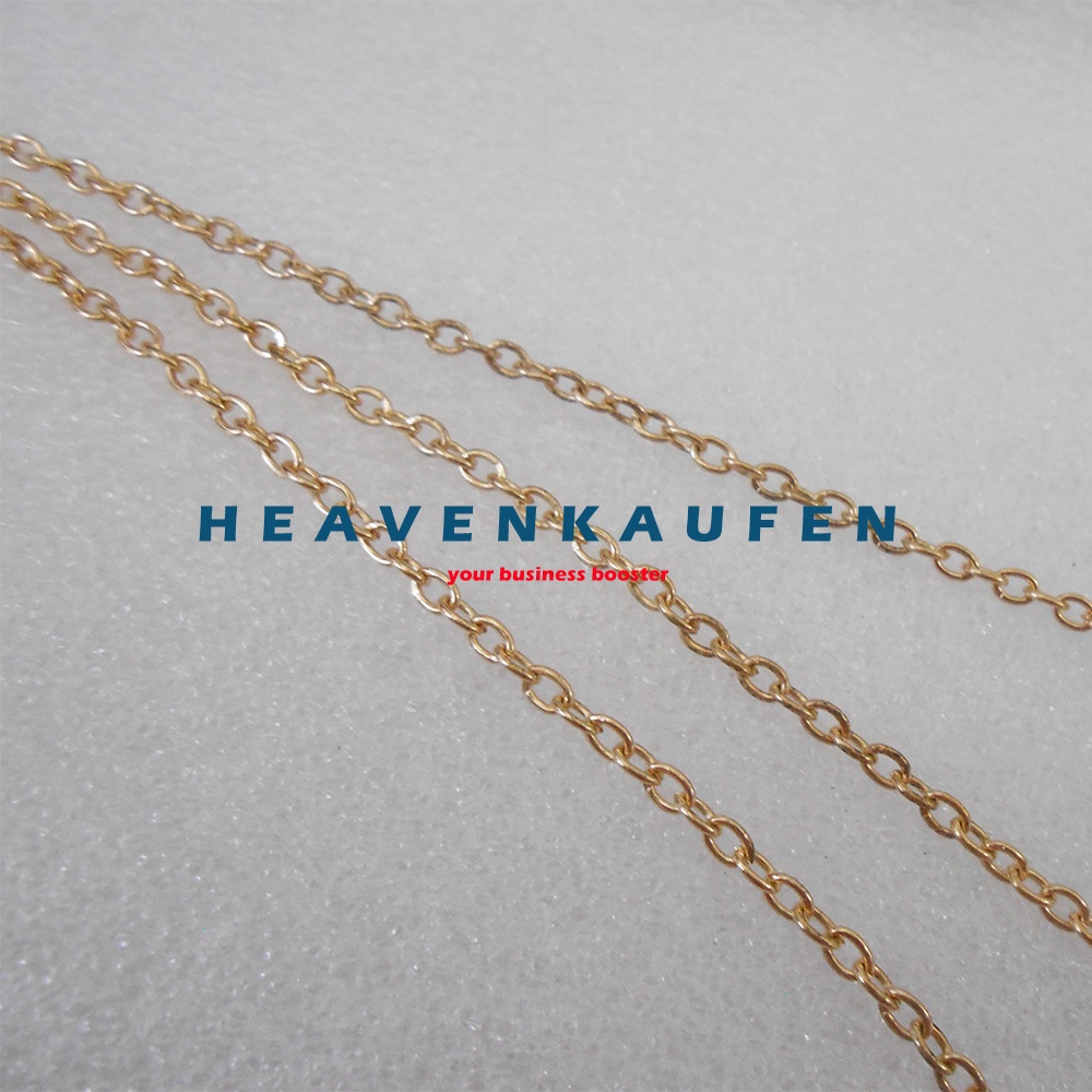 Rantai Nuri Kecil Lebar 2,5 mm Gold Muda Emas Muda Type F Untuk Craft DIY Dll Meteran